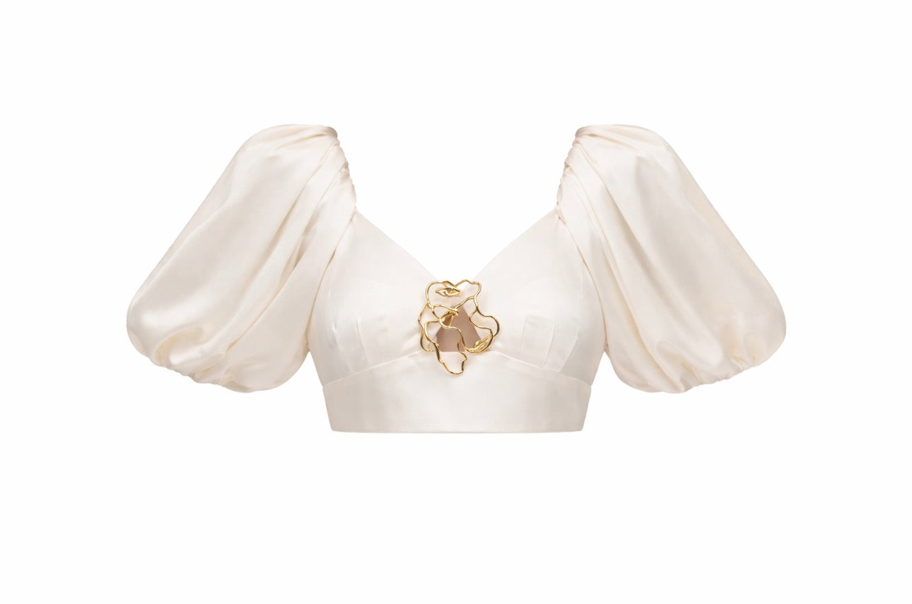 Lunaria Puffy Sleeve Crop Top