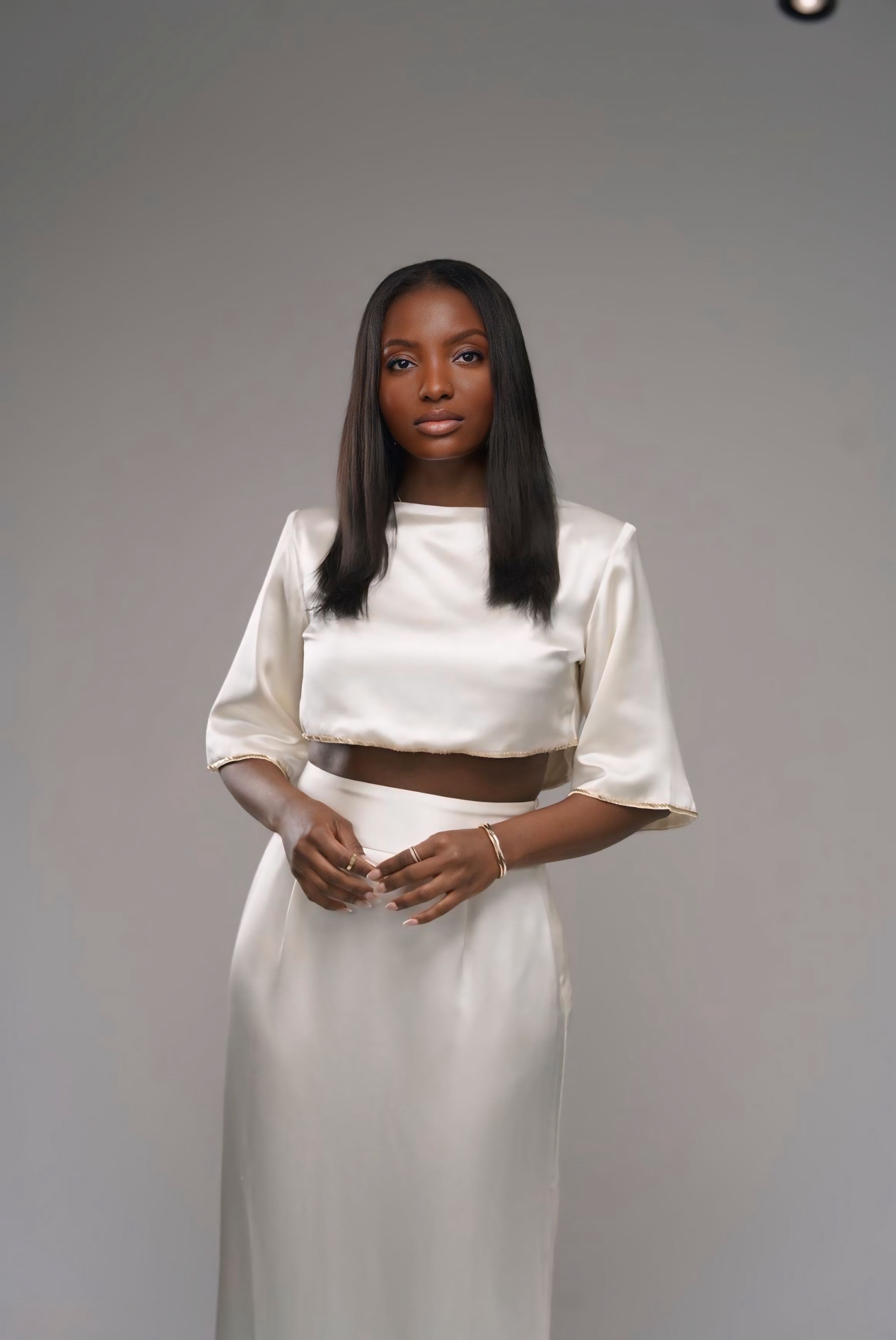 Auréa Beaded Midi Sleeve Crop Top