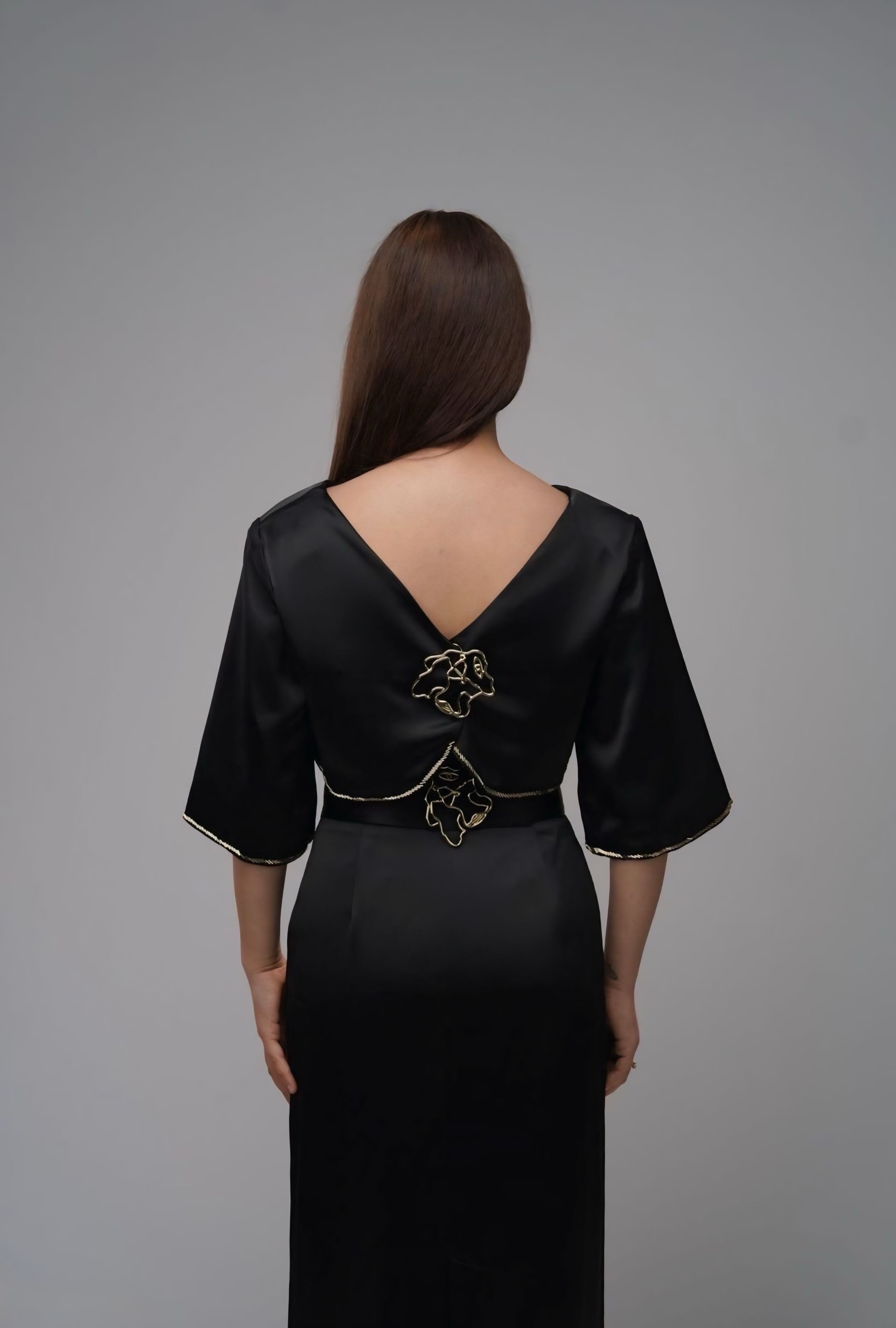Auréa Beaded Midi Sleeve Crop Top