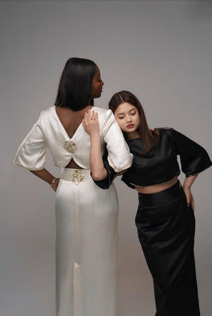 Auréa Beaded Midi Sleeve Crop Top